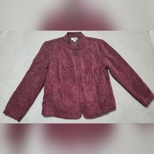 Dressbarn Wine Purple Long Sleeve Zip Up Jacket Large